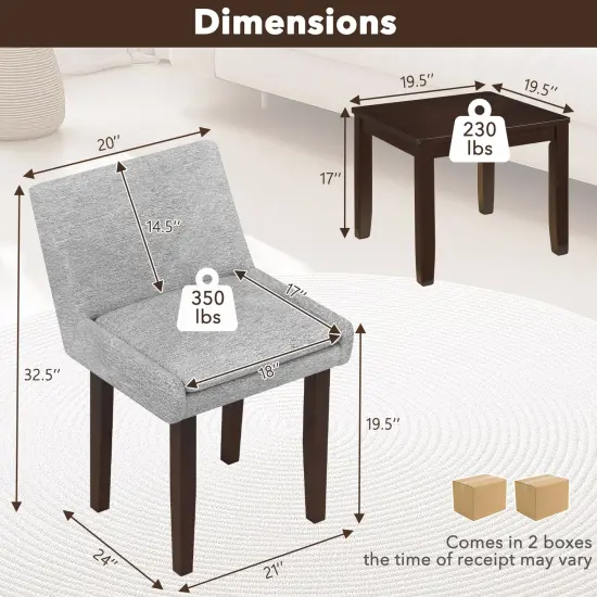3-Piece Accent Table and Chair Set for Kitchen and Living Room-Brown & Gray {5}