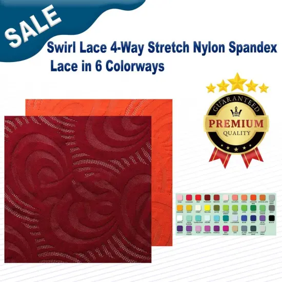 Swirl Lace 4-Way Stretch Nylon Spandex Lace in 6 Colorways Beet Red {2}