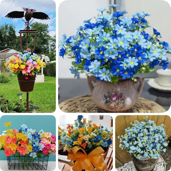 Outdoor Artificial Flower Plant Grass Garden Daisy Home Decoration Purple {5}