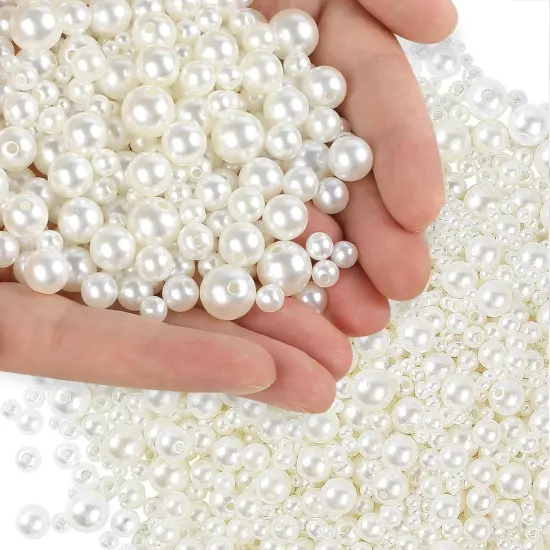 Phinus 1950 Pcs Pearl Beads with Hole, 5 Size Pearls for Crafts, Round Loose Pearl Beads for Jewelry Making, Pearls for Jewelry Making, Decoration, DIY Crafts, Stuffing {1}