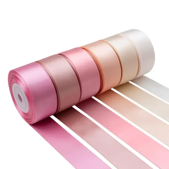 Pink Satin Ribbon 1 Inch Wide Light Pink Blush Pink Dusty Rose Ribbon Assorted Solid Color Double Faced Satin Ribbon for Flower Bouquet Wedding Invitation Crafts Gift Wrapping Hair Bows - 60Yds {2}