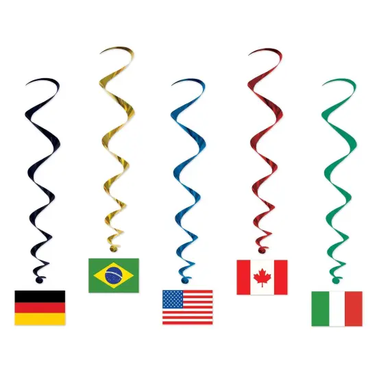 30 Piece Bulk International Flag Party Whirls {1}