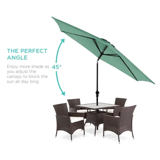 Best Choice Products 10ft Outdoor Steel Market Patio Umbrella w/ Crank, Tilt Push Button, 6 Ribs Seaglass {2}