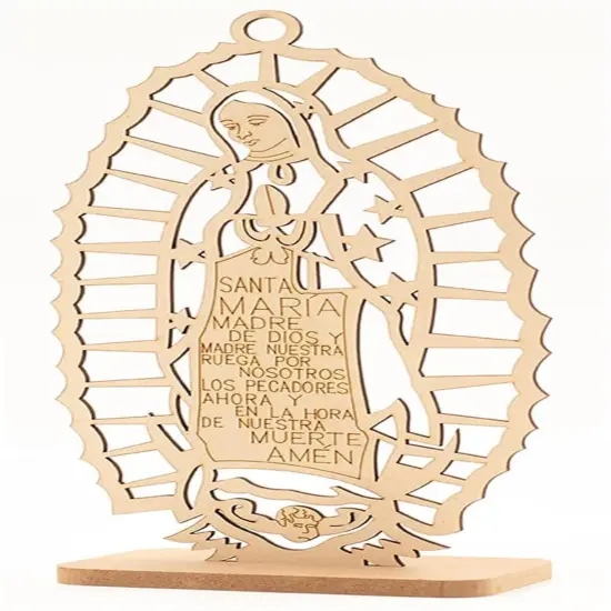 12pcs Religious Lady Guadalupe Wooden Centerpiece Brown {1}