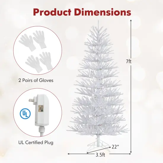 7 FT Artificial Pre-lit Christmas Tree Hinged Xmas Tree with 820 Coral-like Branch Tips {4}