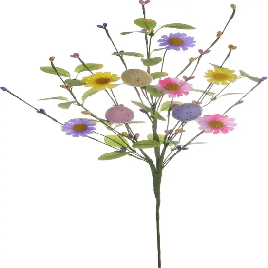 6 Pack Easter Egg Picks,17 Inch Tall Artificial Easter Flower and Berry Stems with Green Leaves {4}