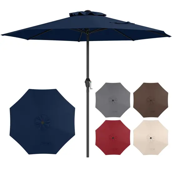 Fabric Outdoor Heavy Duty Market Umbrella with Crank Handle, 8 Sturdy Ribs, UV Protection Navy {4}
