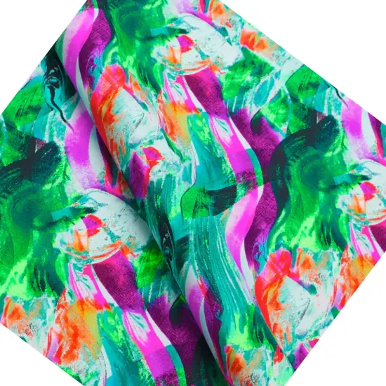 Paintbrush Strokes Printed Spandex Fabric Multicolor {5}