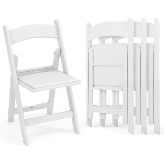 4 Pack Resin Folding Chairs with Padded Seat-White {4}