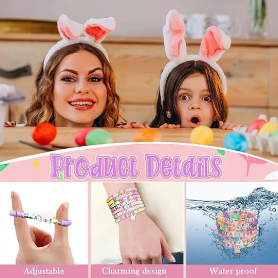 Easter Heishi Bracelets Polymer Clay Elastic Bracelets Man Woman Party Easter Bunny Egg Bracelets {4}