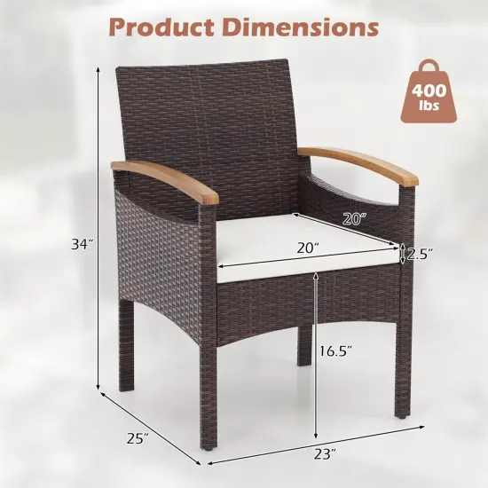 Costway Patio Dining Chairs Set of 2/4 with Acacia Wood Armrest Heavy Duty Metal Frame {3}