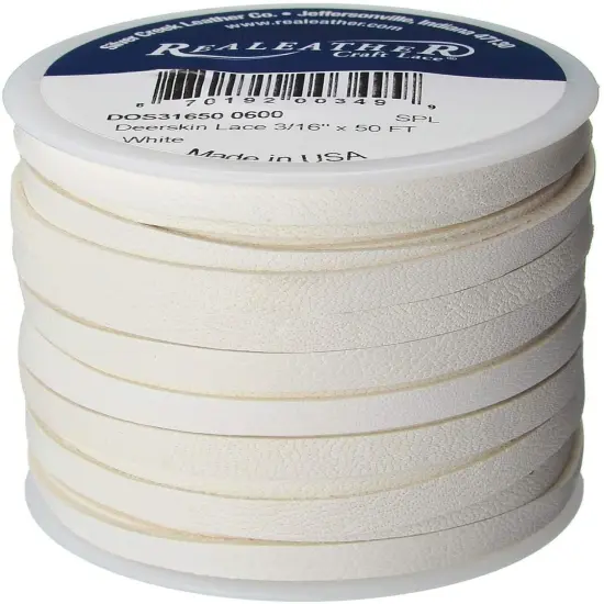 Realeather Deerskin Leather Lace | Size 3/16" x 50' (4.8mm x 15.24m) | 2/3 oz Thickness (.8-1.2mm) {2}