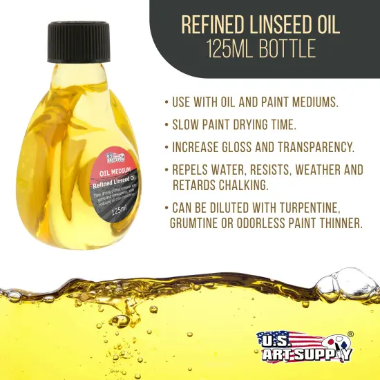 Refined Linseed Oil, 125ml / 4.2 Fluid Ounce Container {2}