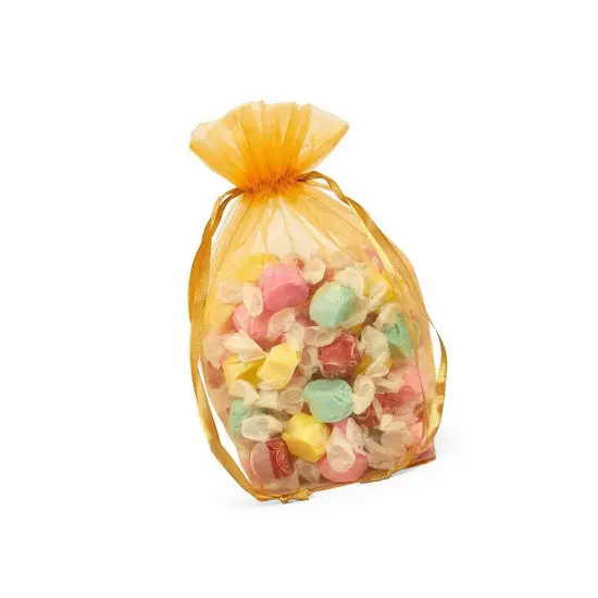 Cardboard Square Bottom Organza Bags 4 '' X 4 '' X 9 1/2 '' for Party Favors Gold {3}