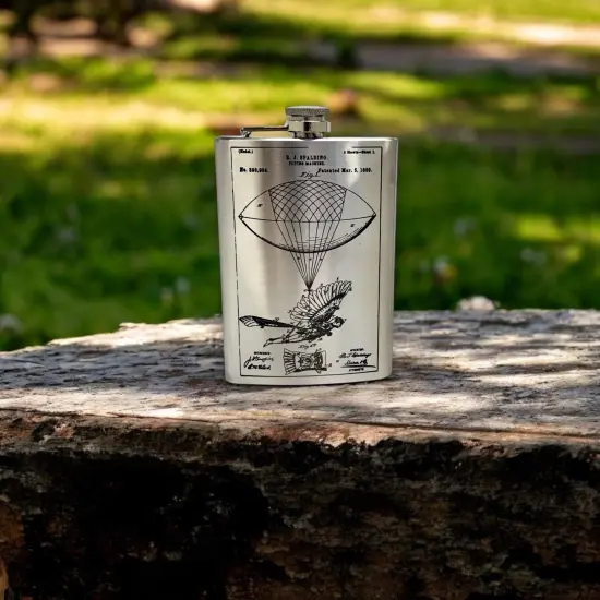 8oz Steampunk Flying Man Stainless Steel Flask {6}