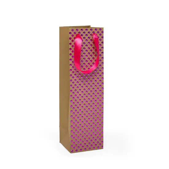 Polka Dot Embossed Wine Tote 4 1/8'' x 4 1/8'' x 14 1/4'' {5}