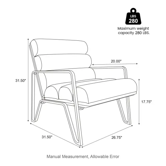 26.75"W Modern Comfy PU Leather Accent Chair with Metal Frame Set of 2-Coffee {6}
