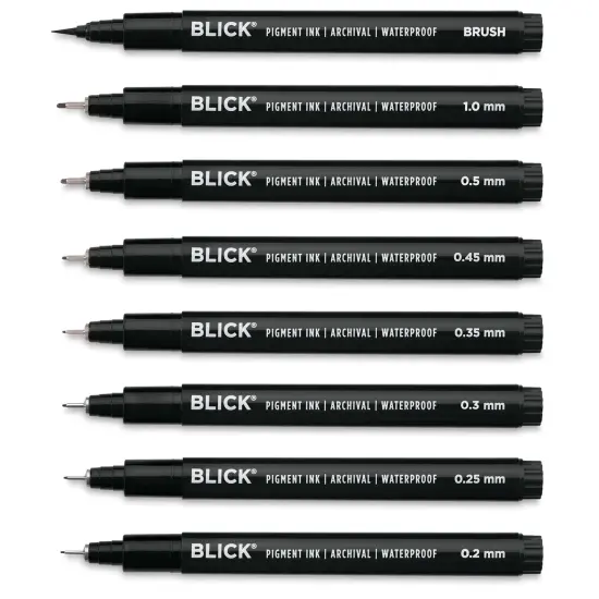 Blick Studio Pigment Liners - Black, Set of 8, Assorted {1}