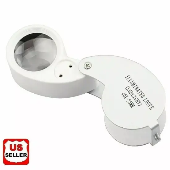 40X Magnifying Loupe Jewelry Eye Glass Magnifier LED Light Jewelers Loop Pocket {4}