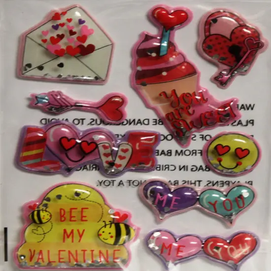 Valentine's Day Sentiments & Icons Dimensional Shaker Stickers {1}