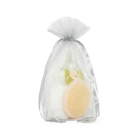 Cardboard Square Bottom Organza Bags 4 '' X 4 '' X 9 1/2 '' for Small Gifts Silver {2}