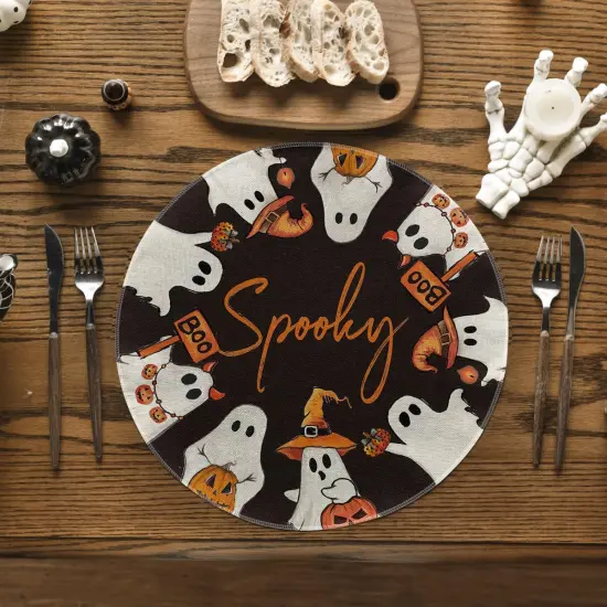 Spooky Ghost Halloween Round Placemats Set of 4 {1}
