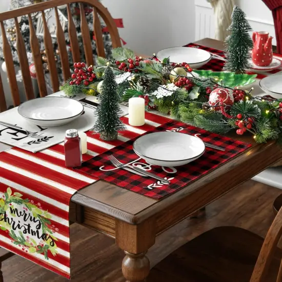 Placemats for Dining Table Red Buffalo Plaid Love Home Family Together(Black/Red) {3}