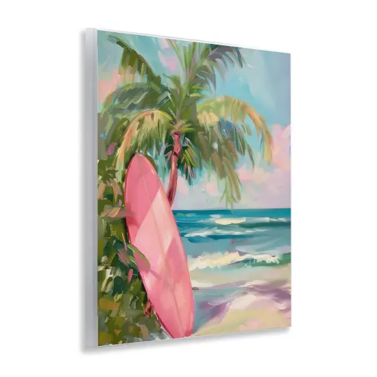 Stupell Industries Pink Surfboard on Beach Wall Plaque Design by Arlington Prints {3}