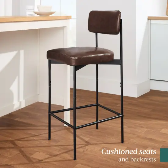 Best Choice Products Set of 2 Faux Leather Counter Stools for Kitchen Island and Dining w/ Metal Frame Mocha Brown {6}