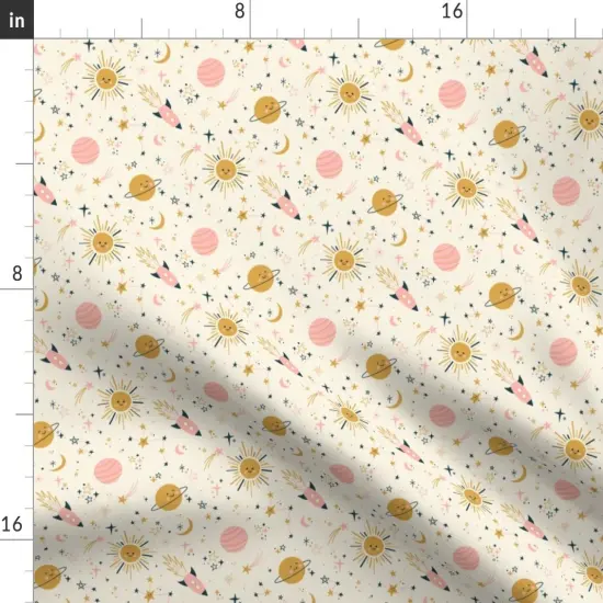 Various Fabrics by the Yard or Fat Quarter Boho Celestial Baby Nursery Pastel Whimsical Cute Toddler Kid Pink Gold Beige Custom Printed Fabric by Spoonflower {2}