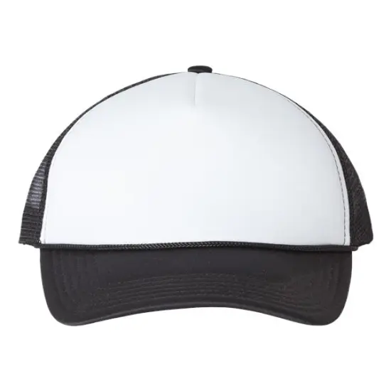 Valucap&reg; Foam Mesh Back Trucker Cap White/ Black {1}