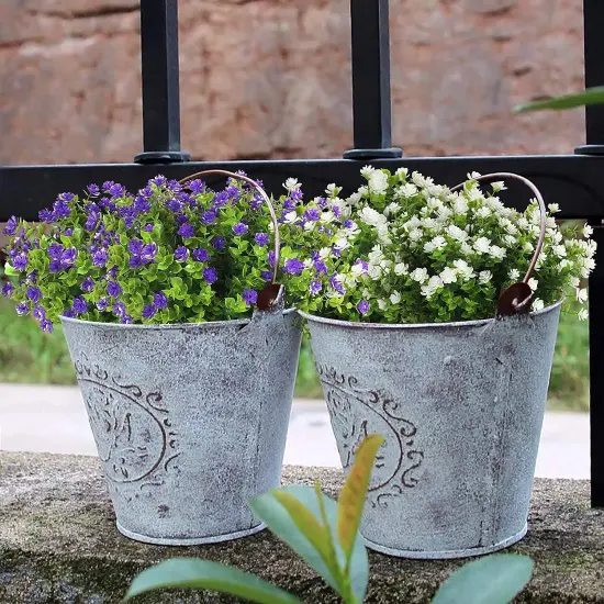 Artificial Flowers, Fake Outdoor UV Resistant Plants Artificial Lotus Flowers Eucalyptus Greenery Shrubs Bridal Wedding Bouquet for Home Garden Party Wedding Decoration 8 Bundles (White) {3}