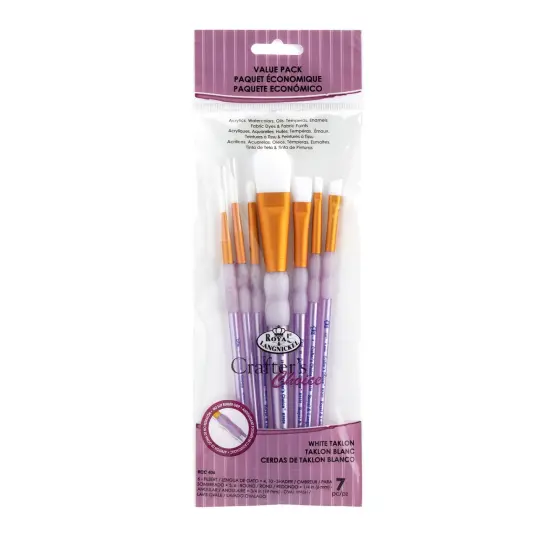 RCC 406 | Crafter's Choice&trade; 7pc White Taklon Variety Brush Set {1}