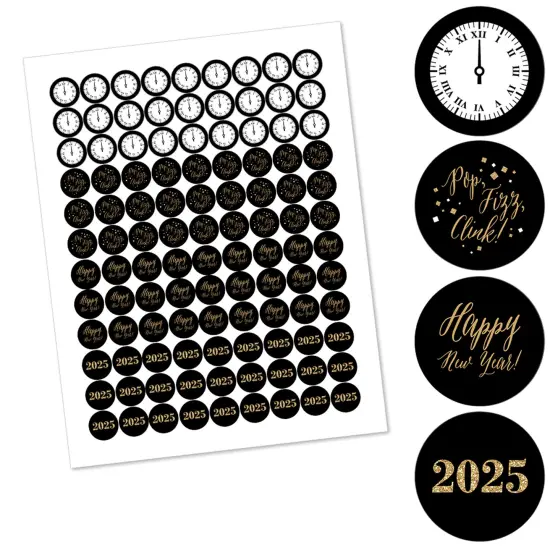 Big Dot of Happiness New Year's Eve - Gold - Round Candy 2025 New Years Eve Sticker Favors - Labels Fits Small Round Chocolate (1 sheet of 108) {3}