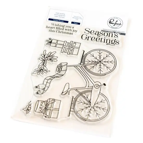 Pinkfresh Studio Clear Stamp Set 4"X6"-Holiday Bicycle {1}