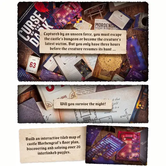 Professor Puzzle: Curse Of The Dark - A 2-Part Collaborative Escape Room Game, Uncover The Mysteries Of The Creature's Castle, Ages 14+, 1-6 Players {6}