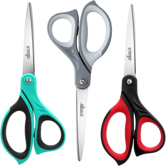 8.5" Scissors All Purpose, 3 Pack Ultra Sharp Blade Shears, Professional Ergonomic Comfort Grip Scissors for Office School Home Supplies Fabric Sewing DIY Cutting General Use {2}