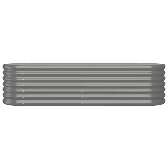 vidaXL Garden Raised Bed Powder-coated Steel 59.8"x15.7"x14.2" Gray {3}