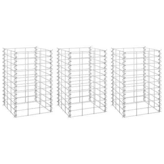 vidaXL Gabion Raised Beds 3 pcs 11.8"x11.8"x19.7" Iron {2}