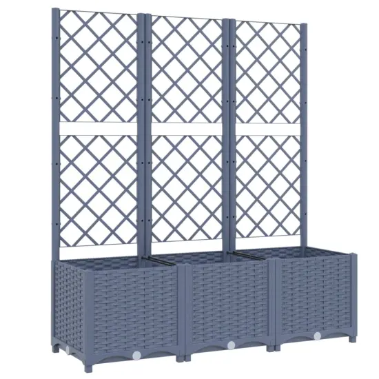 vidaXL Garden Planter with Trellis Dark Gray 47.2x15.7x53.5 PP {2}