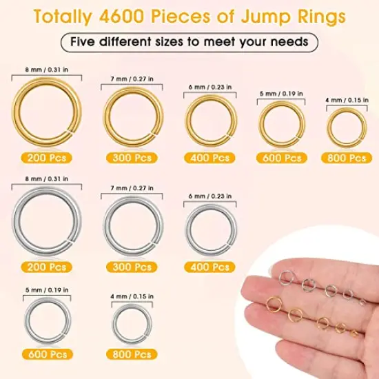 4600 Pieces Silver and Gold Jump Rings with Open/Close Tools for Jewelry Making and Necklace Repair (Assorted Sizes) {6}