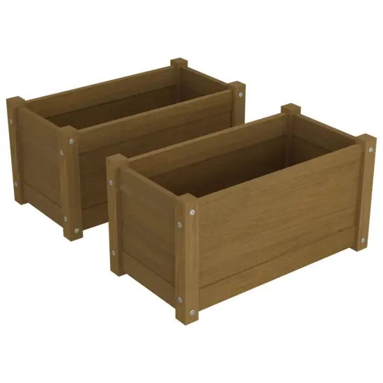 vidaXL Garden Planters 2 pcs Honey Brown 23.6"x12.2"x12.2" Solid Wood Pine {2}