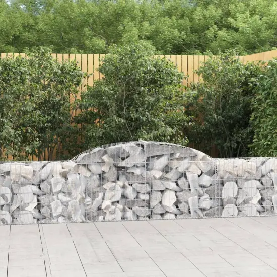 vidaXL Arched Gabion Basket 118.1"x11.8"x23.6"31.5" Galvanized Iron {1}