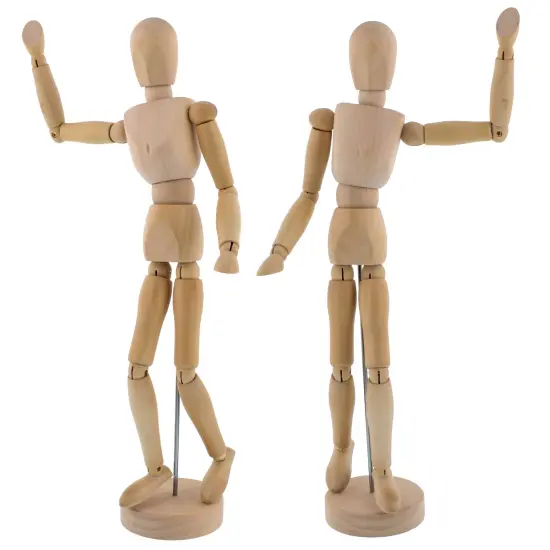 Wood 12" Artist Drawing Manikin Articulated Mannequin with Base and Flexible Body - Perfect For Drawing the Human Figure (12" Male) Pack of 2 Manikins {1}