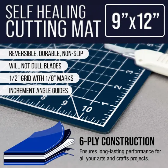 9" x 12" Self-Healing Cutting Mat 5-Ply - Double-Sided White/Blue Craft Mat, Non-Slip Cutting Mats for Crafts, Sewing, Quilting, Scrapbooking {2}