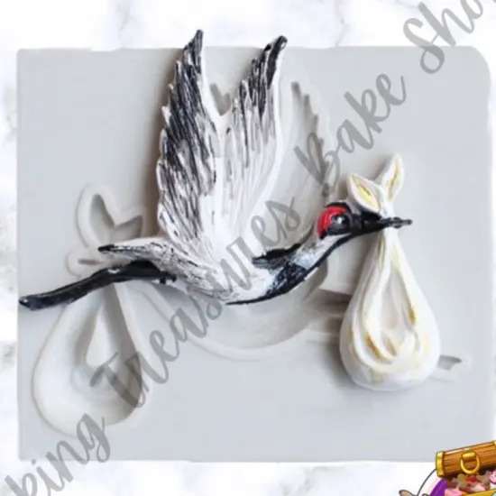Stork With Baby Silicone Mold {4}