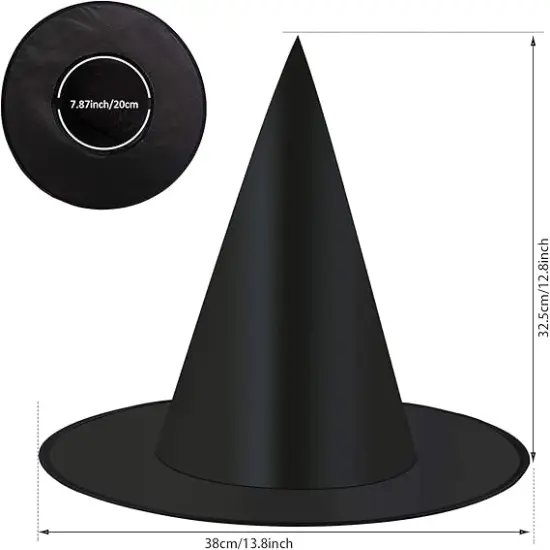 12 Pcs Halloween Black Witch Hats with Hanging Rope {4}