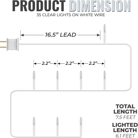 Clear 35 Count Christmas String Lights on White Wire Cord {2}
