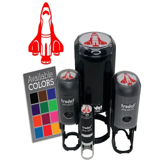Space Shuttle Ship Rocket Science Self-Inking Rubber Stamp Crafting Planners Pink {7}