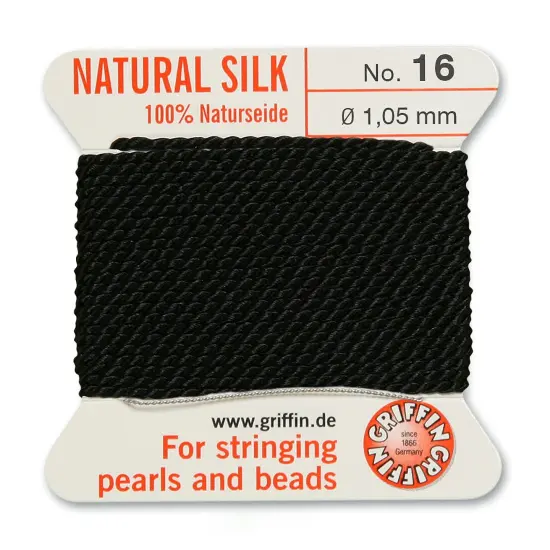 Size 16 Griffin Bead Cord 100% Natural Silk Black {2}